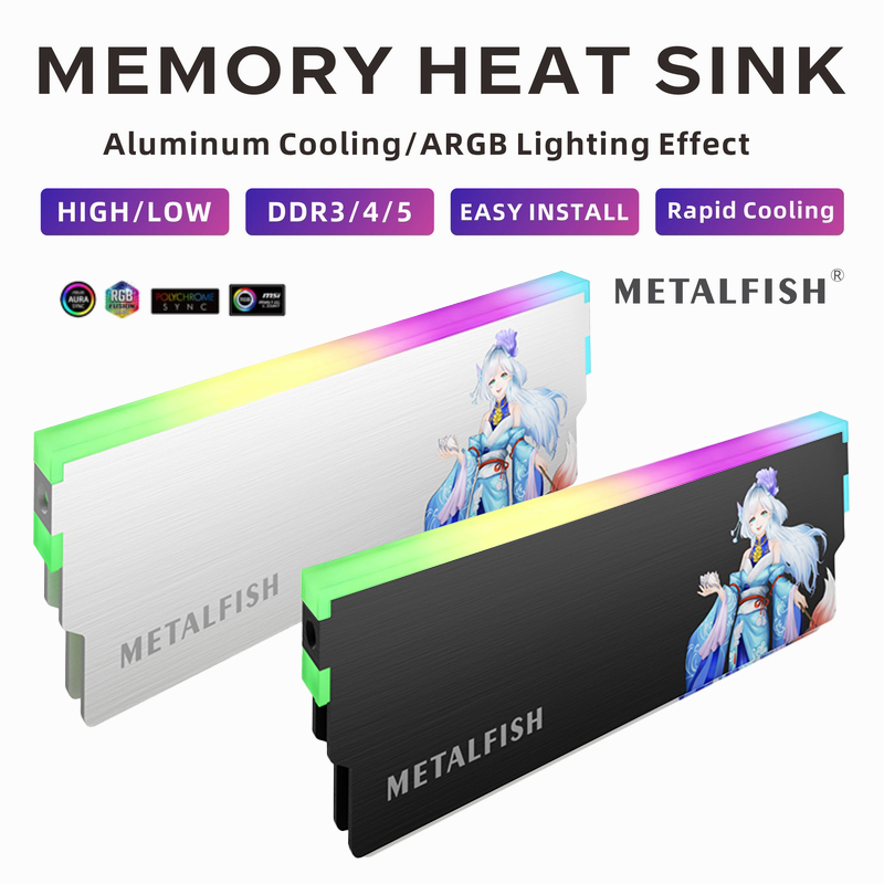 Ddr5 Ram - METALFISH DRAM 방열판 5V-3PIN ARGB DDR3