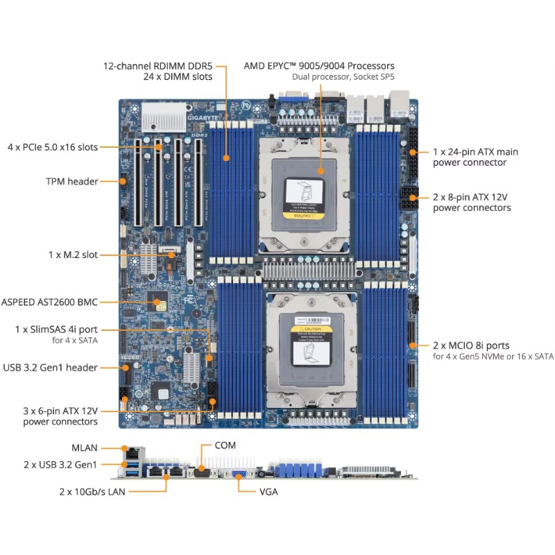 EPYC 9005 9004 서버용 MZ73-LM2 마더 - Ddr5 Memory 리뷰 및 가격